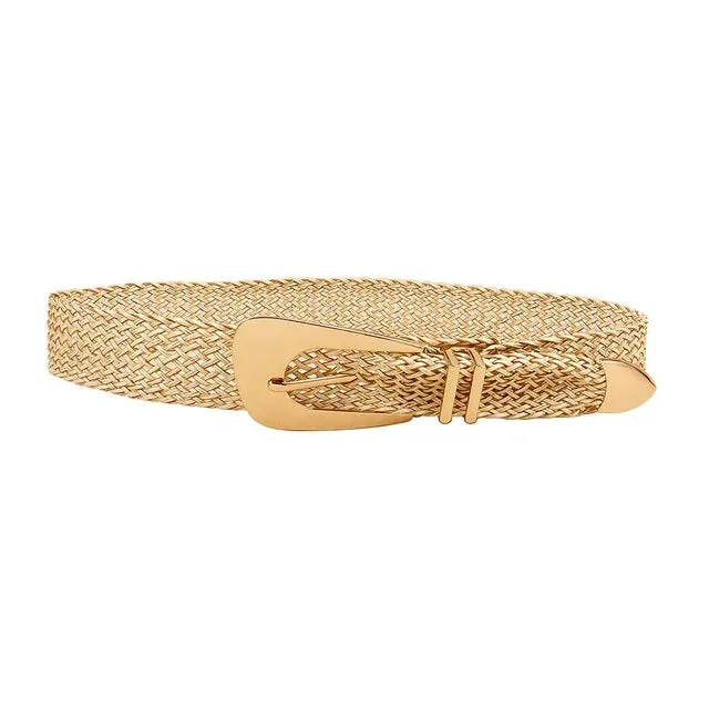 Ladies Braided Belts Irregular Metal Buckle Girdle Adjustable Belt