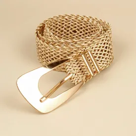 Ladies Braided Belts Irregular Metal Buckle Girdle Adjustable Belt