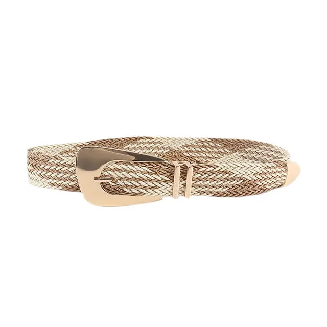 Ladies Braided Belts Irregular Metal Buckle Girdle Adjustable Belt