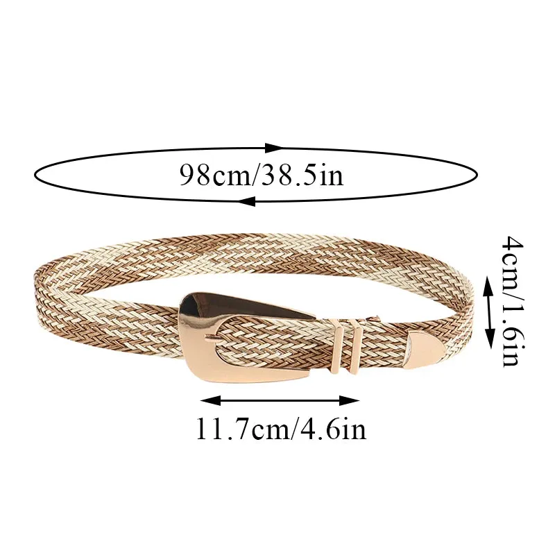 Ladies Braided Belts Irregular Metal Buckle Girdle Adjustable Belt
