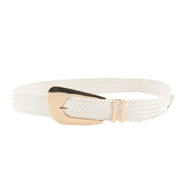 Ladies Braided Belts Irregular Metal Buckle Girdle Adjustable Belt