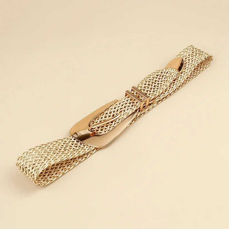 Ladies Braided Belts Irregular Metal Buckle Girdle Adjustable Belt