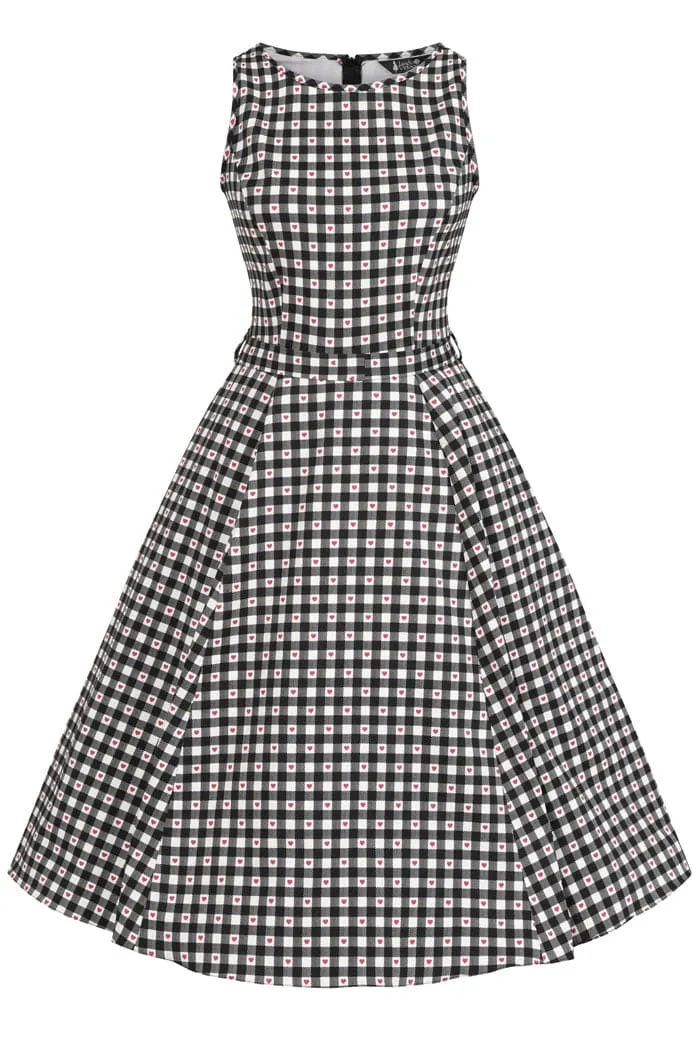Lady Vintage Hepburn Dress in Heart Gingham