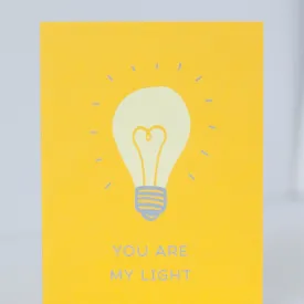 lightbulb anniversary card, you are my light, sentimental anniversary card, serious valentine's day card, card for husband, card for wife