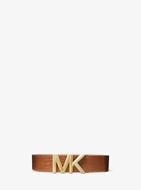 Logo Crocodile-Embossed Leather Waist Belt