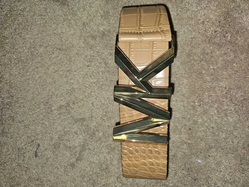 Logo Crocodile-Embossed Leather Waist Belt