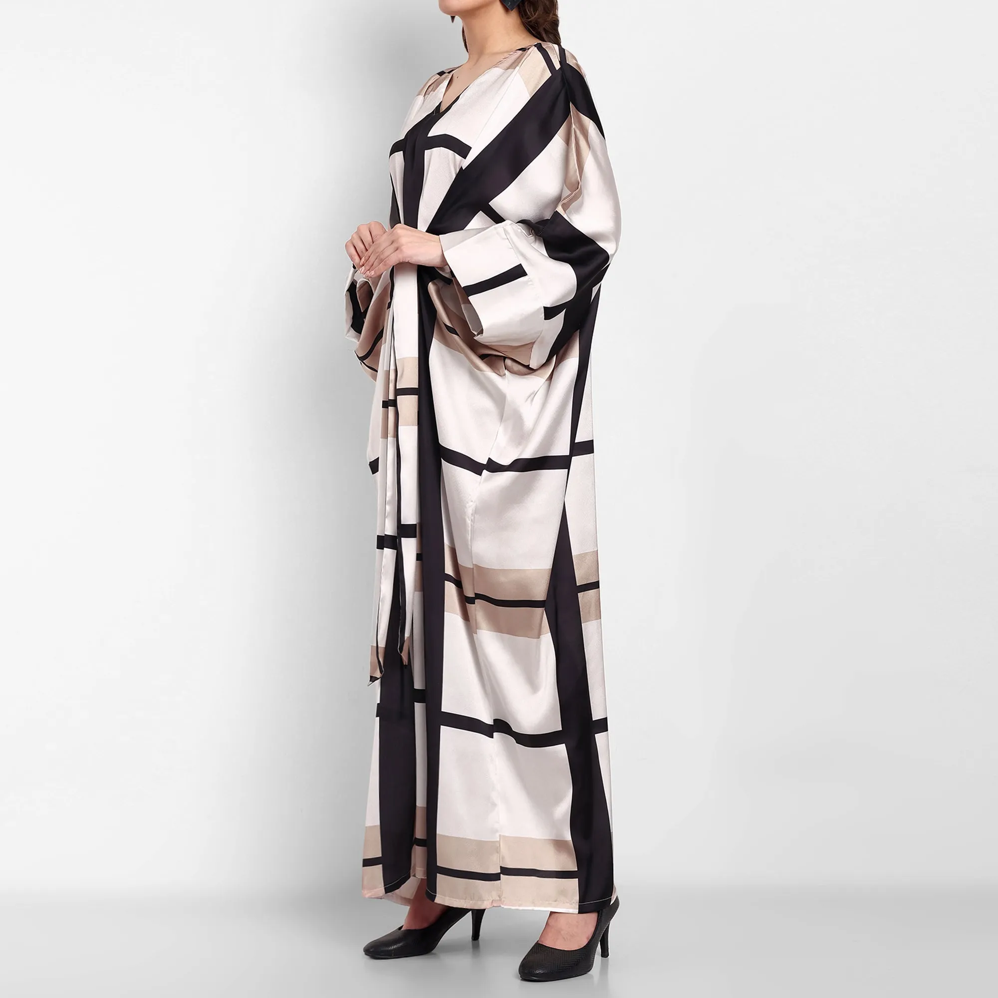 Lounge Wear Belt Style Geometric Print Kaftan BELT012