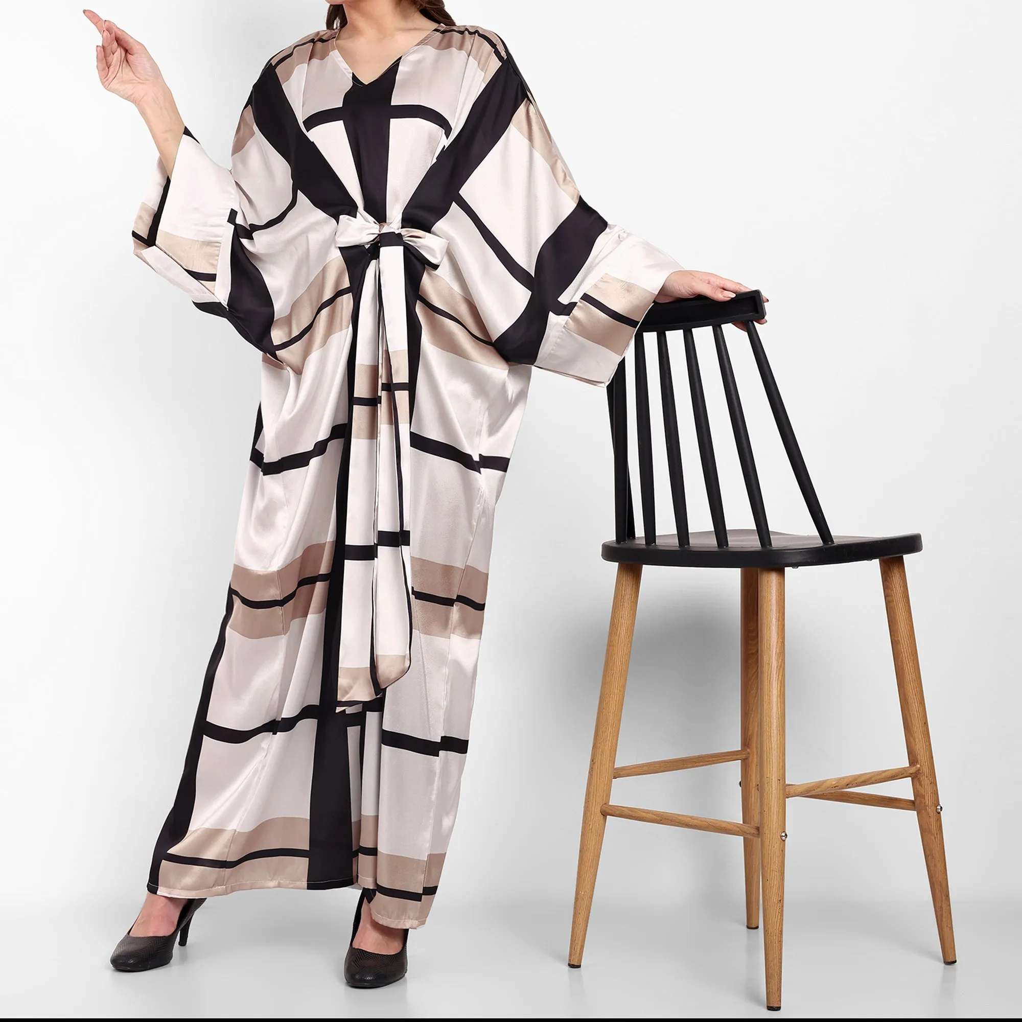 Lounge Wear Belt Style Geometric Print Kaftan BELT012