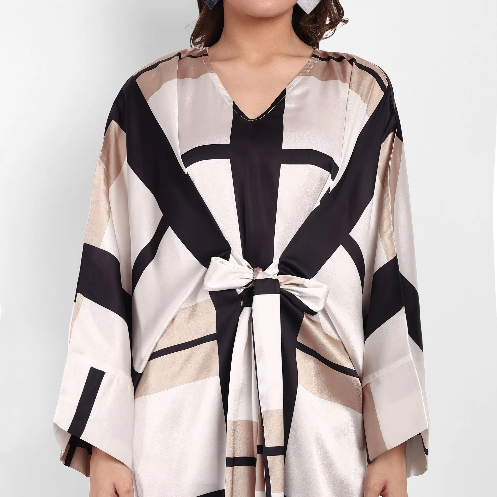 Lounge Wear Belt Style Geometric Print Kaftan BELT012