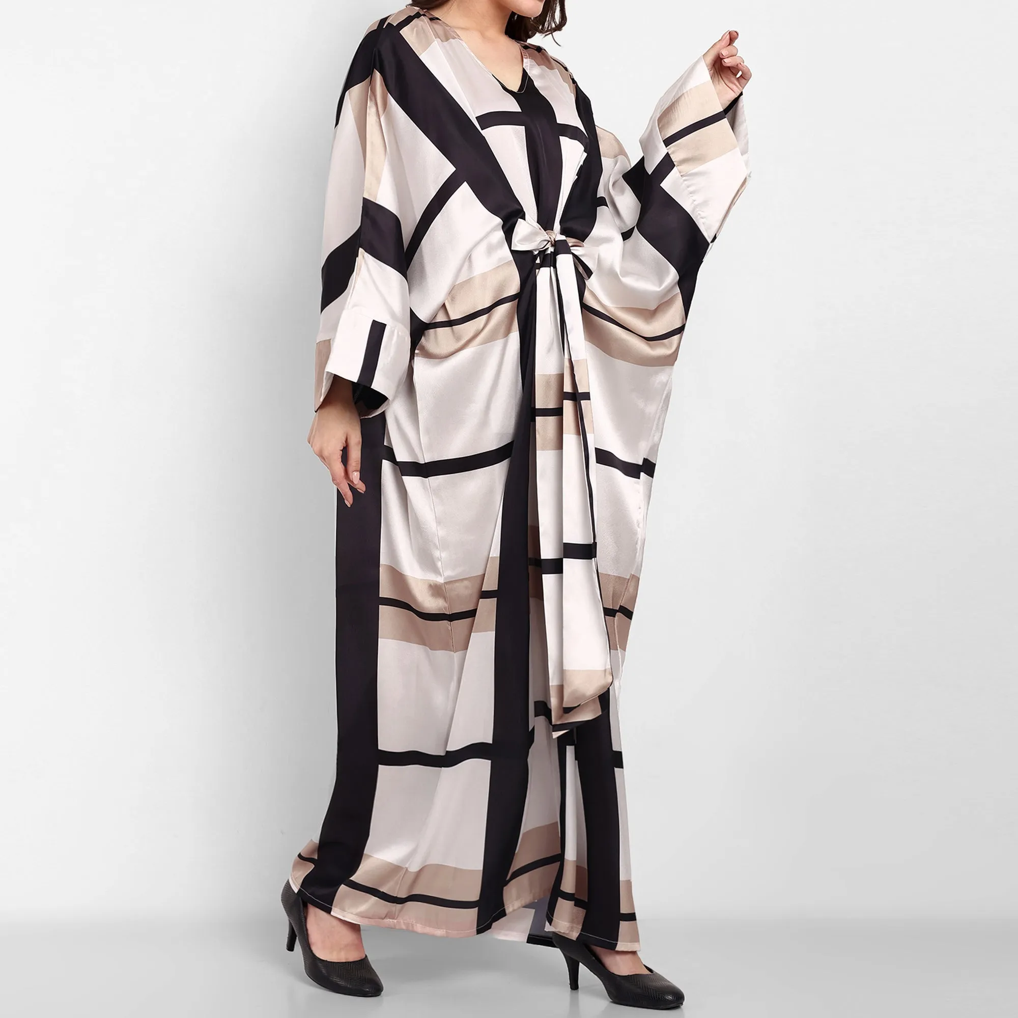 Lounge Wear Belt Style Geometric Print Kaftan BELT012