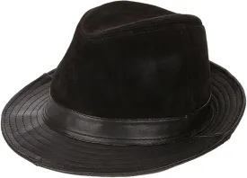 Mens Classic Trilby Cap Leather Fedora Hat Gentleman Jazz Hat for Wedding,Night Parties,Unisex