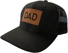 Mens Dad Hat, Gift for Dad, Gray Baseball Cap, Dad Trucker Hat, BR Rect Leather Patch Hat