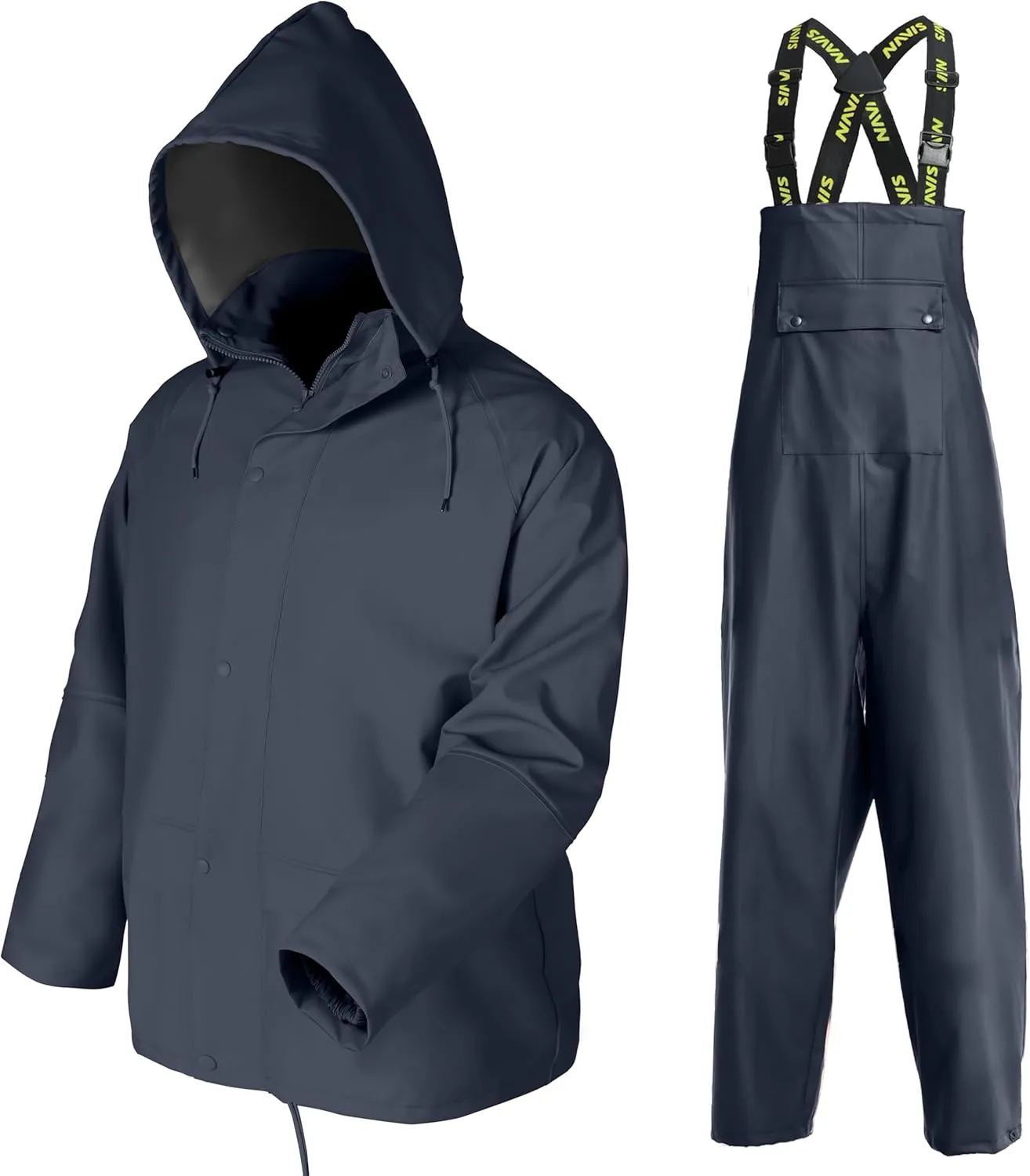 Men's Workwear PRO Rain Suit - Waterproof Jacket and Bib Pants 3-piece Set for Ultimate Safety and Comfort