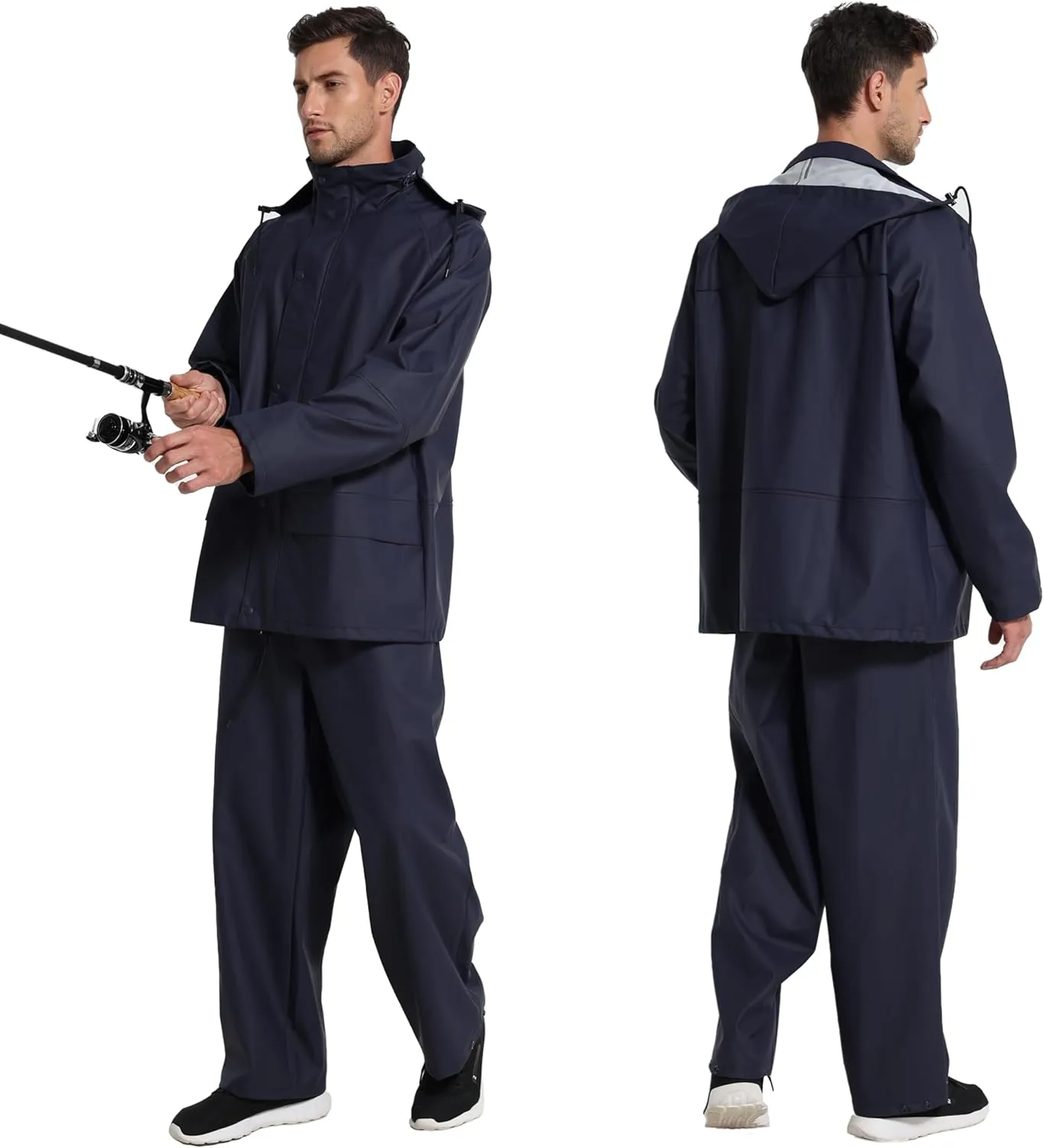 Men's Workwear PRO Rain Suit - Waterproof Jacket and Bib Pants 3-piece Set for Ultimate Safety and Comfort