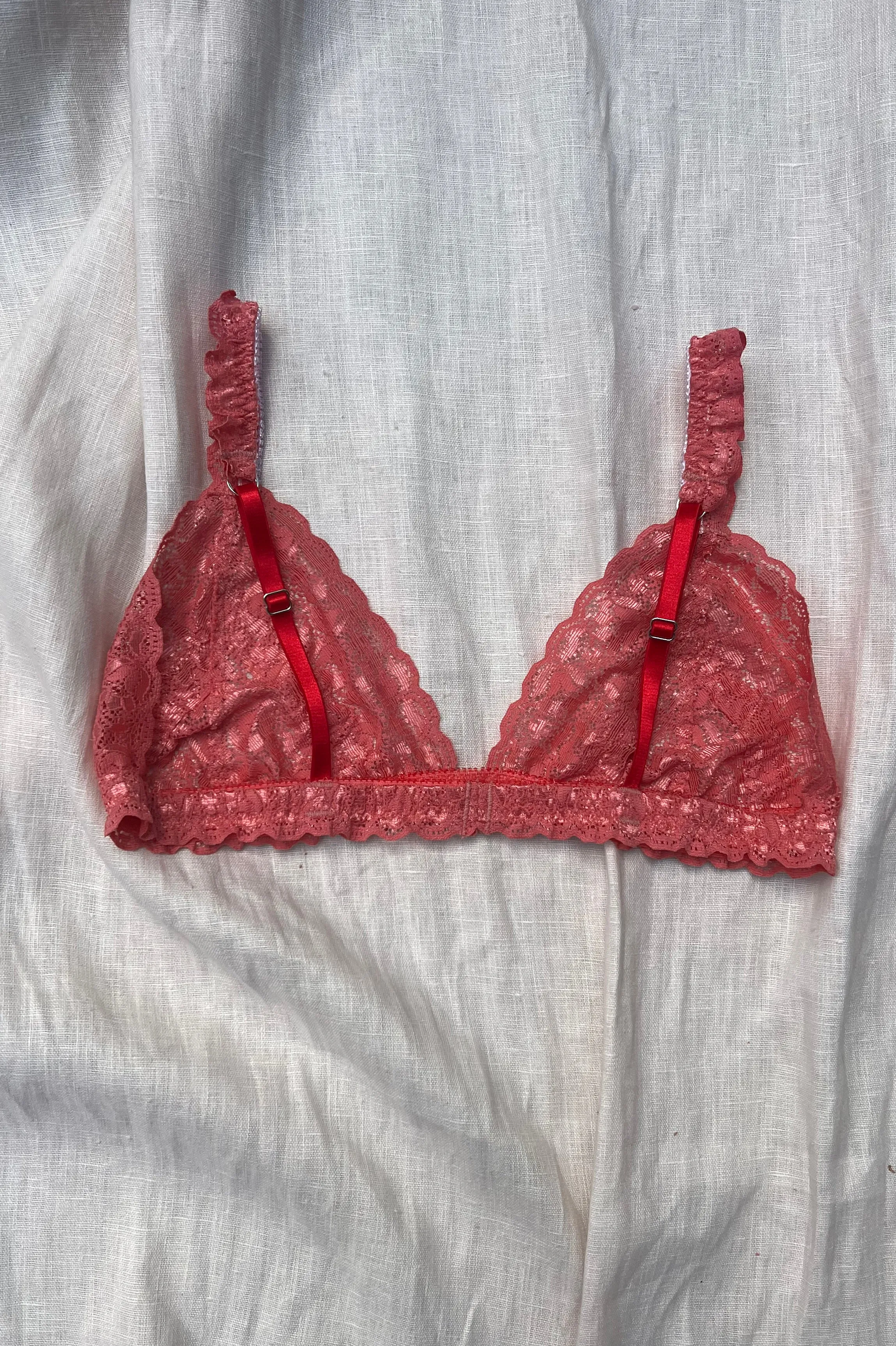 Miranda Triangle Bralette in Pink Lace