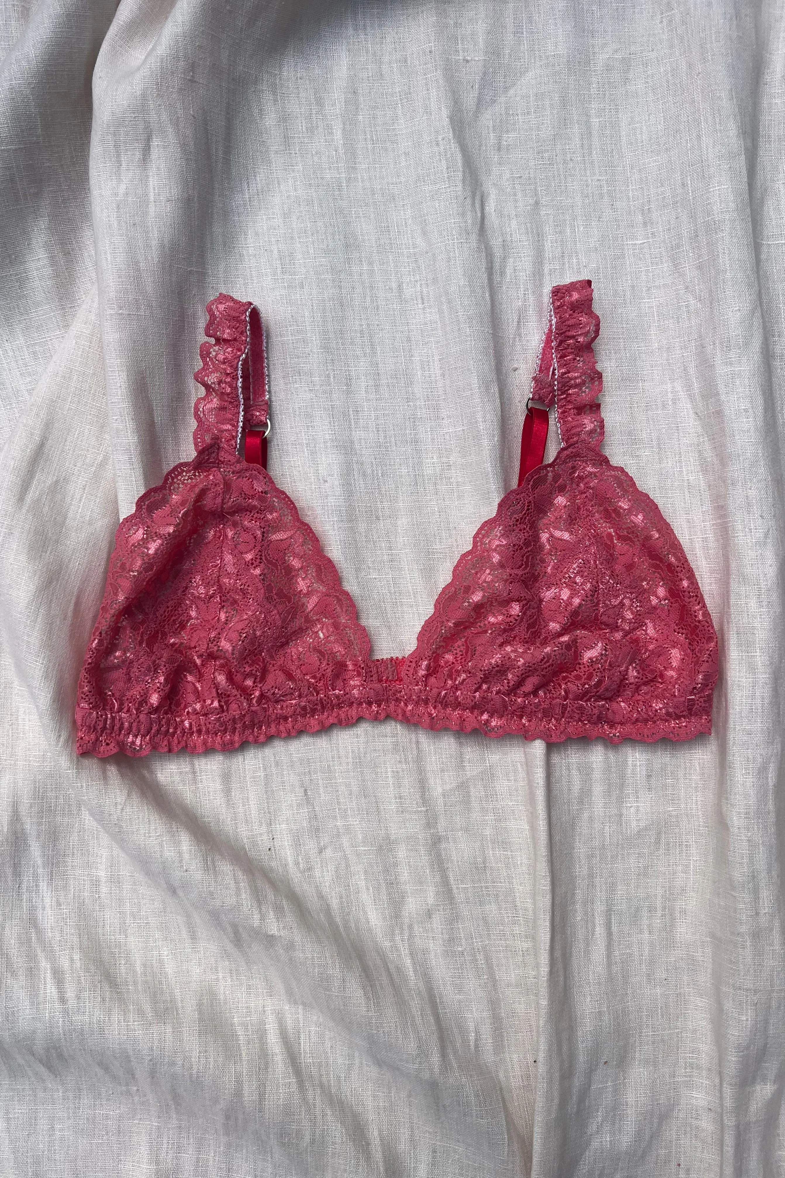 Miranda Triangle Bralette in Pink Lace