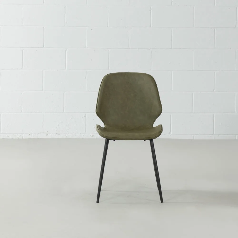 MONROE - Green Leather Dining Chair