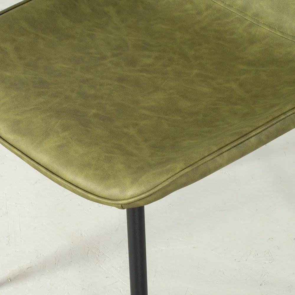 MONROE - Green Leather Dining Chair