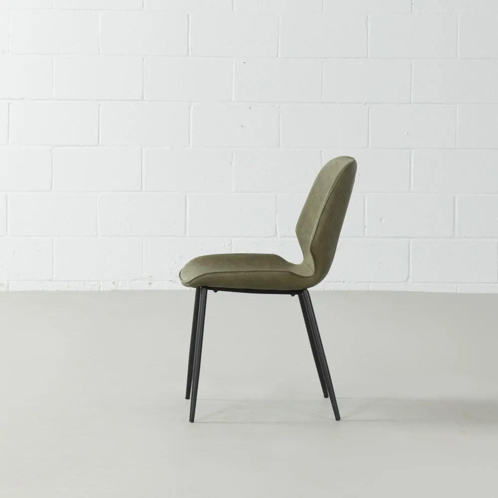 MONROE - Green Leather Dining Chair