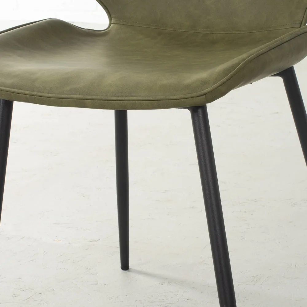 MONROE - Green Leather Dining Chair