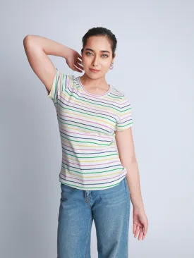 Multi Coloured Stripe Jersey T-shirt