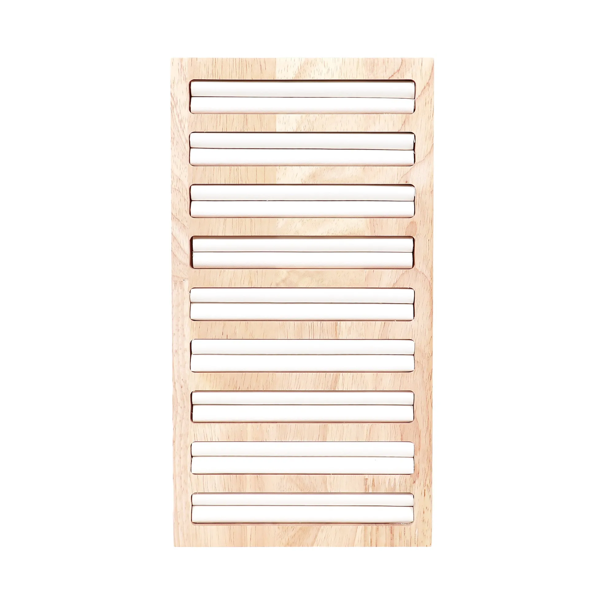 Natural Wood & Leather Slotted Ring Display / DSP0025