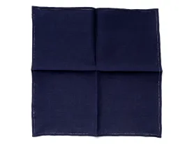 Navy Pocket Square with Hemstitch Edge