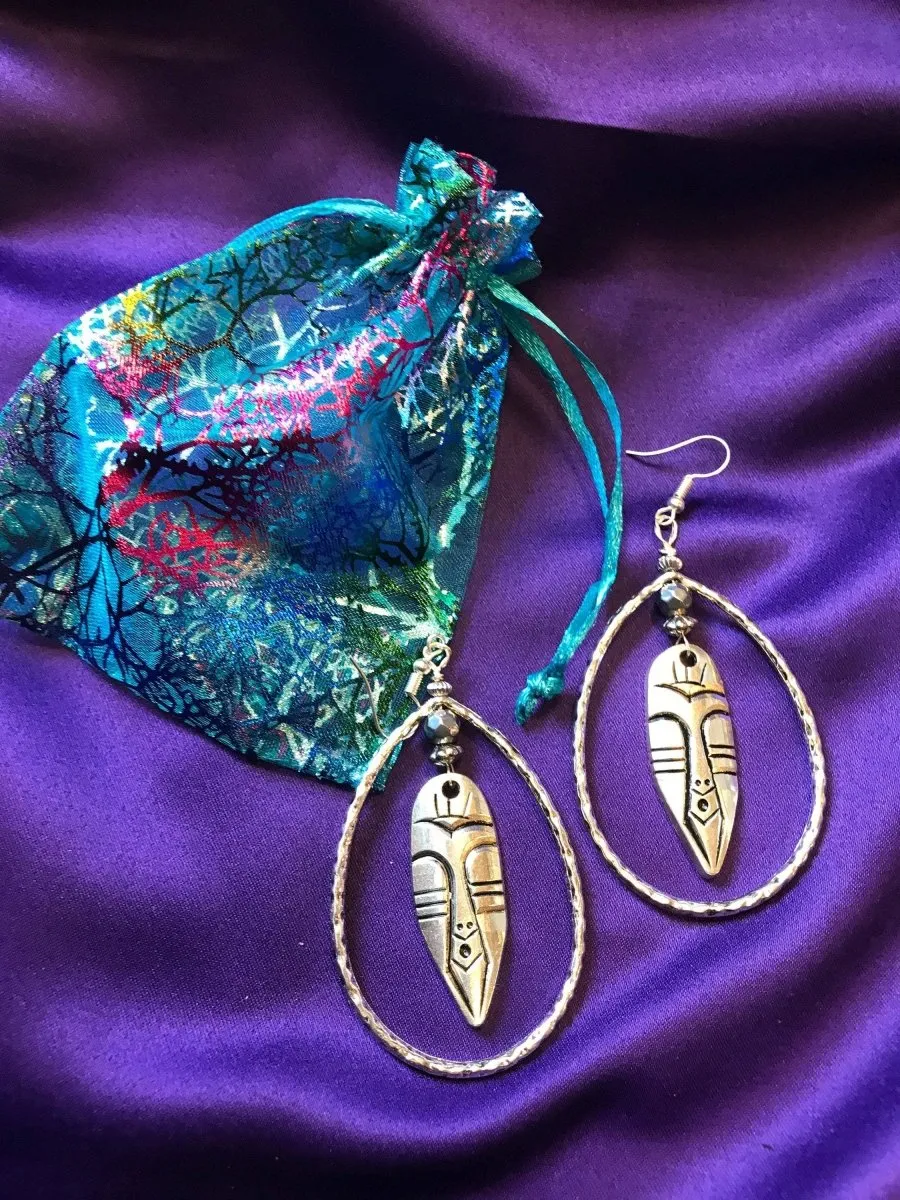 Nefertiti earrings Statement Earrings in Silver