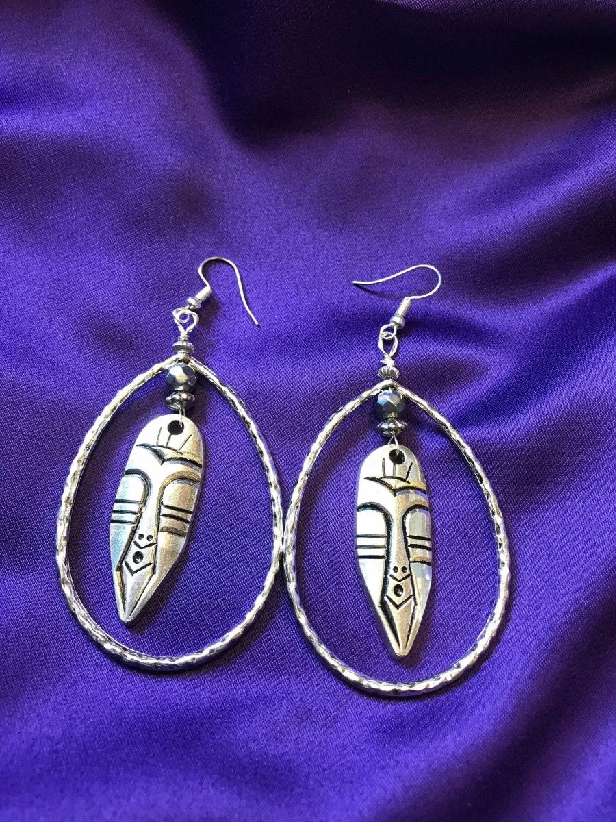 Nefertiti earrings Statement Earrings in Silver