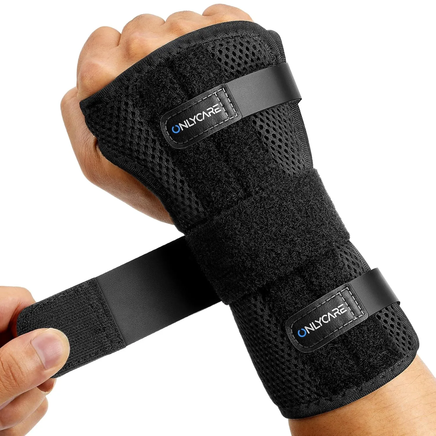 ONLYCARE FSA HSA Carpal Tunnel Wrist Brace Fit Right Hand, Adjustable Wrist Wraps Night Support, Metal Splint Stabilizer Relief Pain for Women Men, Hand Brace for Sprain, Arthritis, Tendonitis, L
