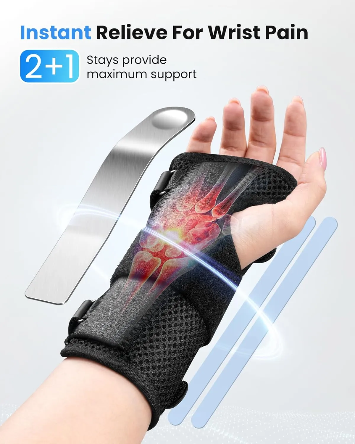 ONLYCARE FSA HSA Carpal Tunnel Wrist Brace Fit Right Hand, Adjustable Wrist Wraps Night Support, Metal Splint Stabilizer Relief Pain for Women Men, Hand Brace for Sprain, Arthritis, Tendonitis, L