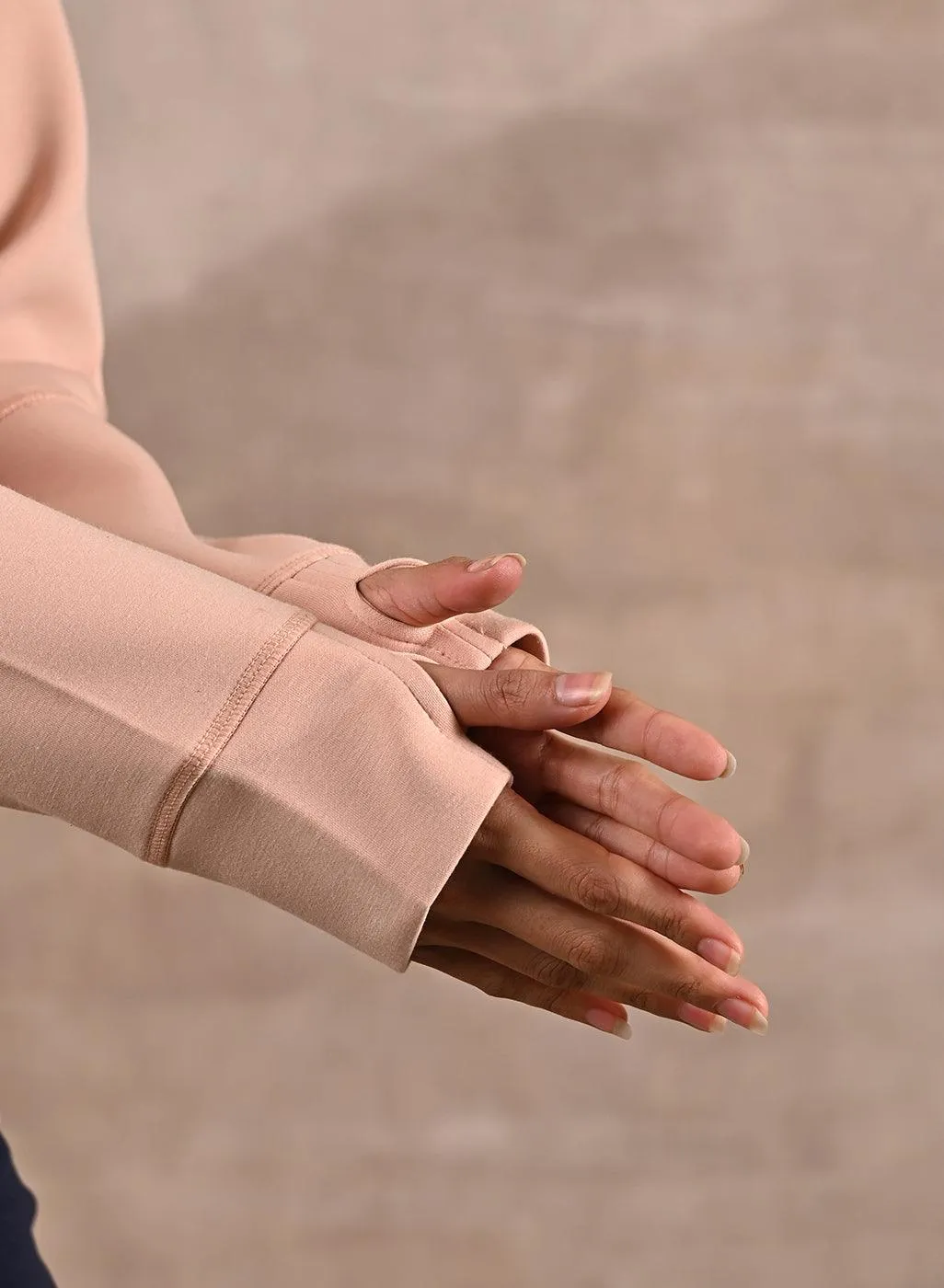 Stylish Peach Long-sleeve Jacket with Elegant Decorative Cuts