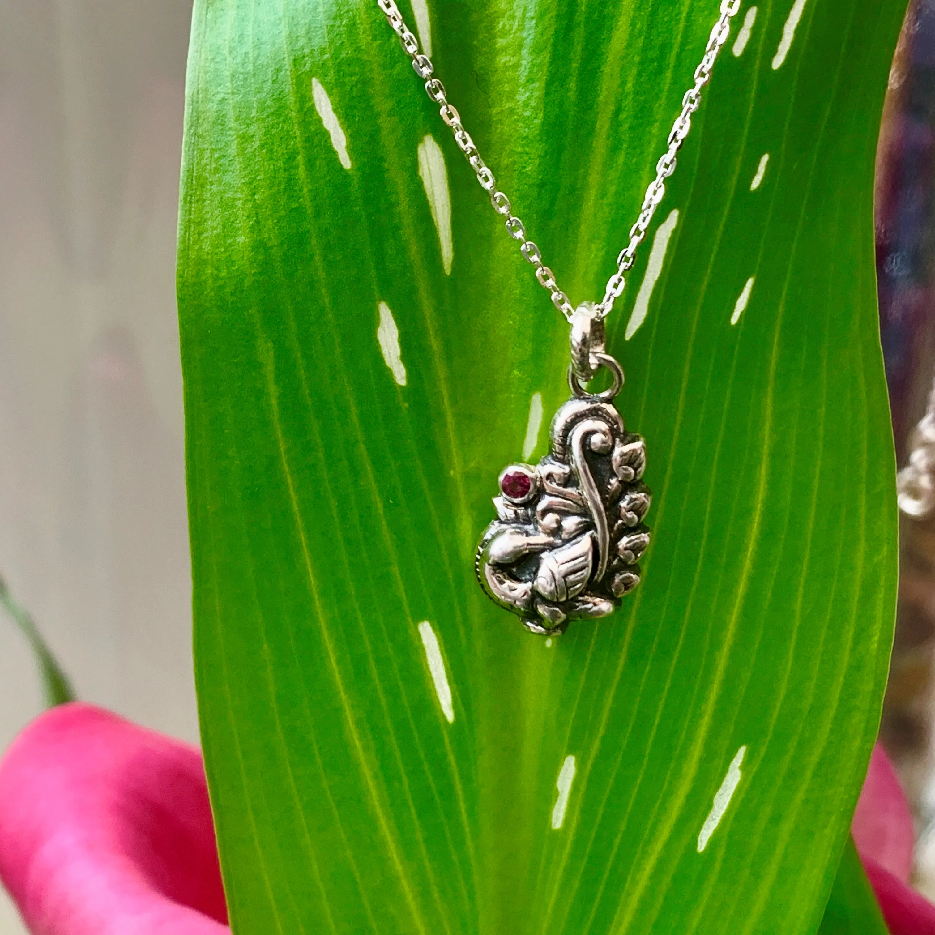 Peacock pendant with Ruby