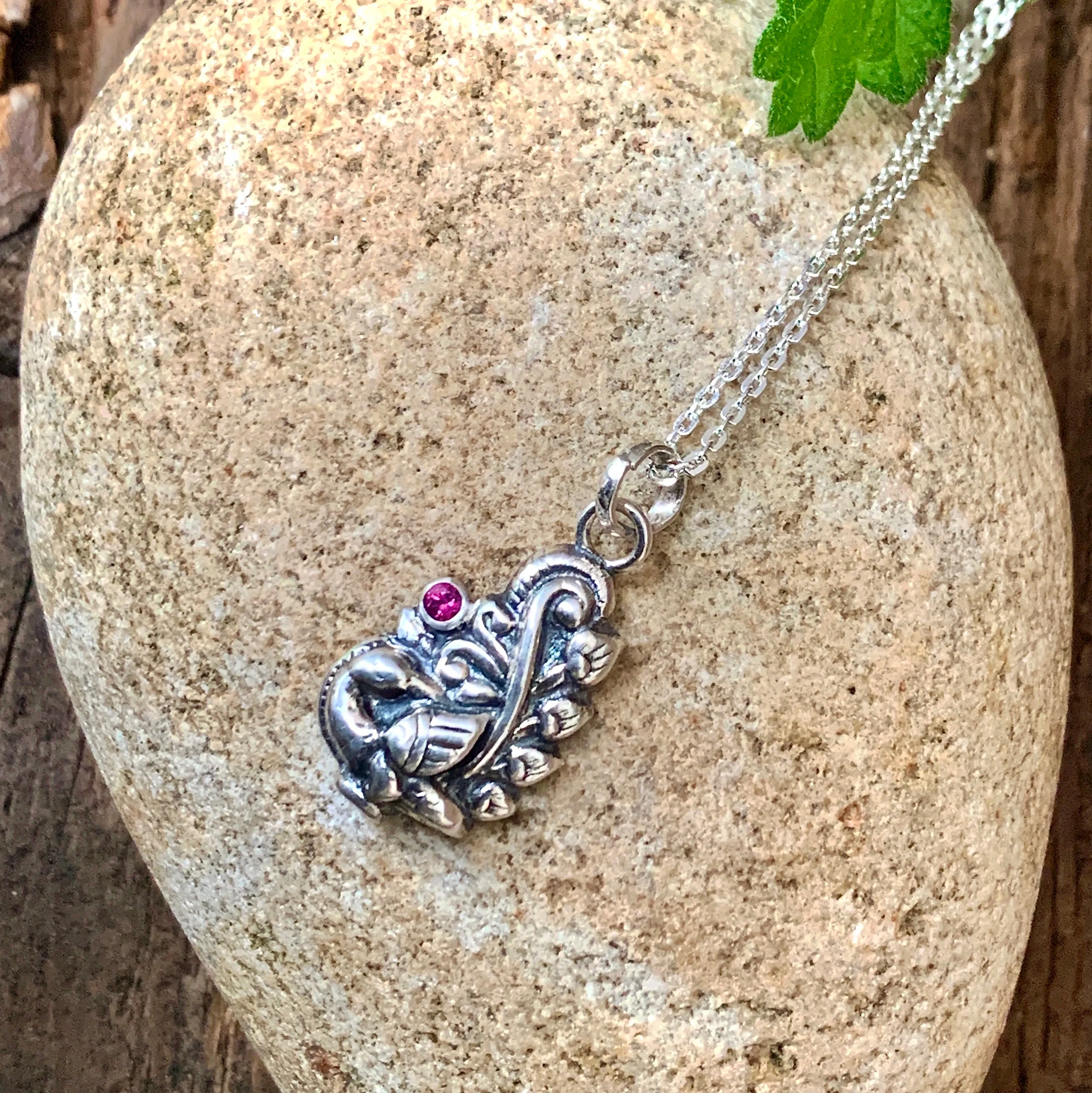 Peacock pendant with Ruby