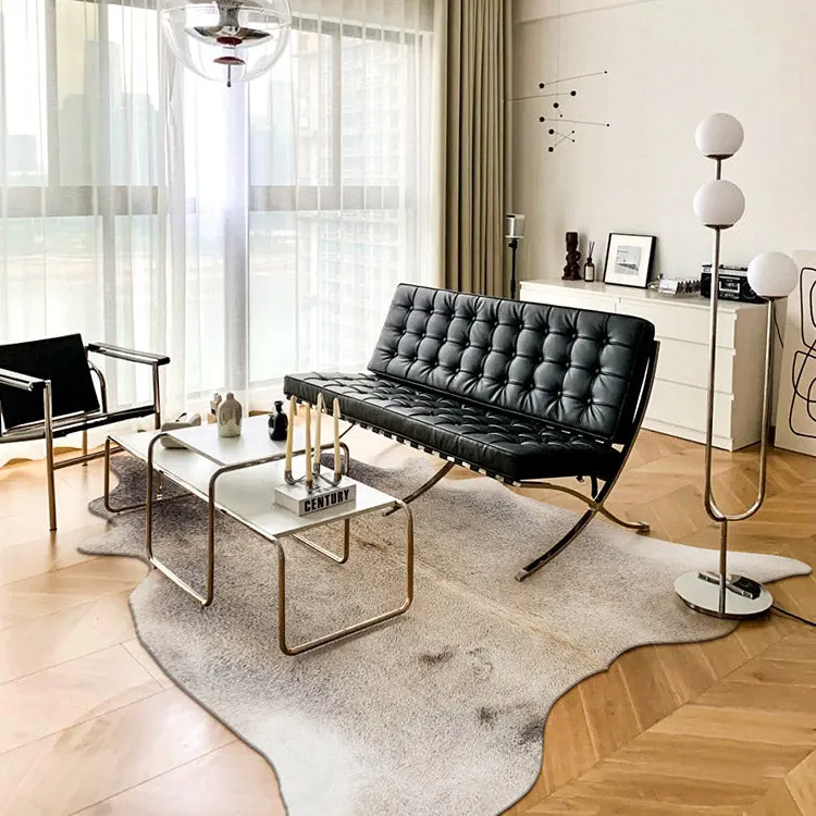 Premium Grey and Cream Faux Cowhide Rug