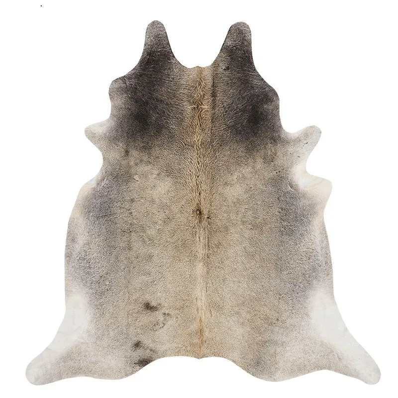Premium Grey and Cream Faux Cowhide Rug