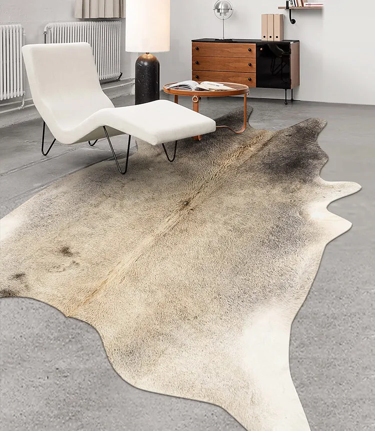 Premium Grey and Cream Faux Cowhide Rug