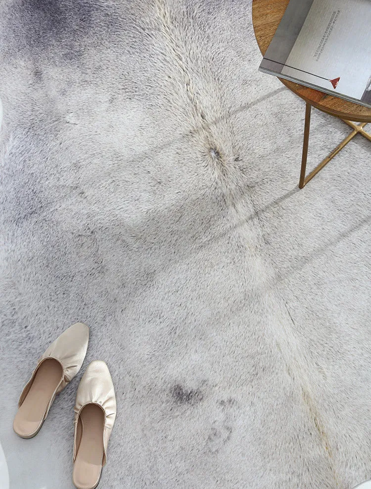 Premium Grey and Cream Faux Cowhide Rug