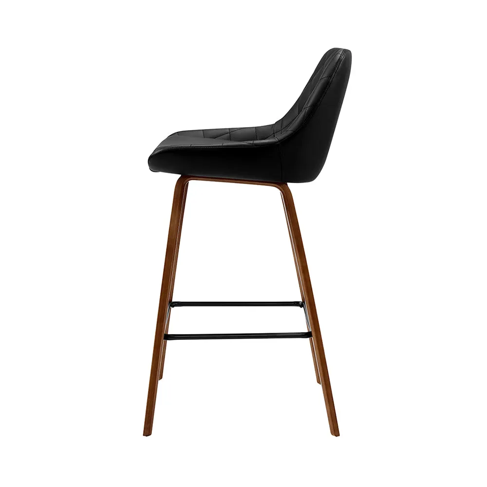 PU Leather Bar Stools, Wood, Metal, Foam Padded - Artiss