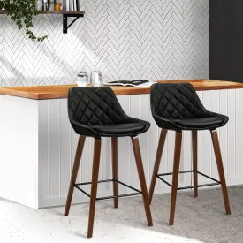 PU Leather Bar Stools, Wood, Metal, Foam Padded - Artiss