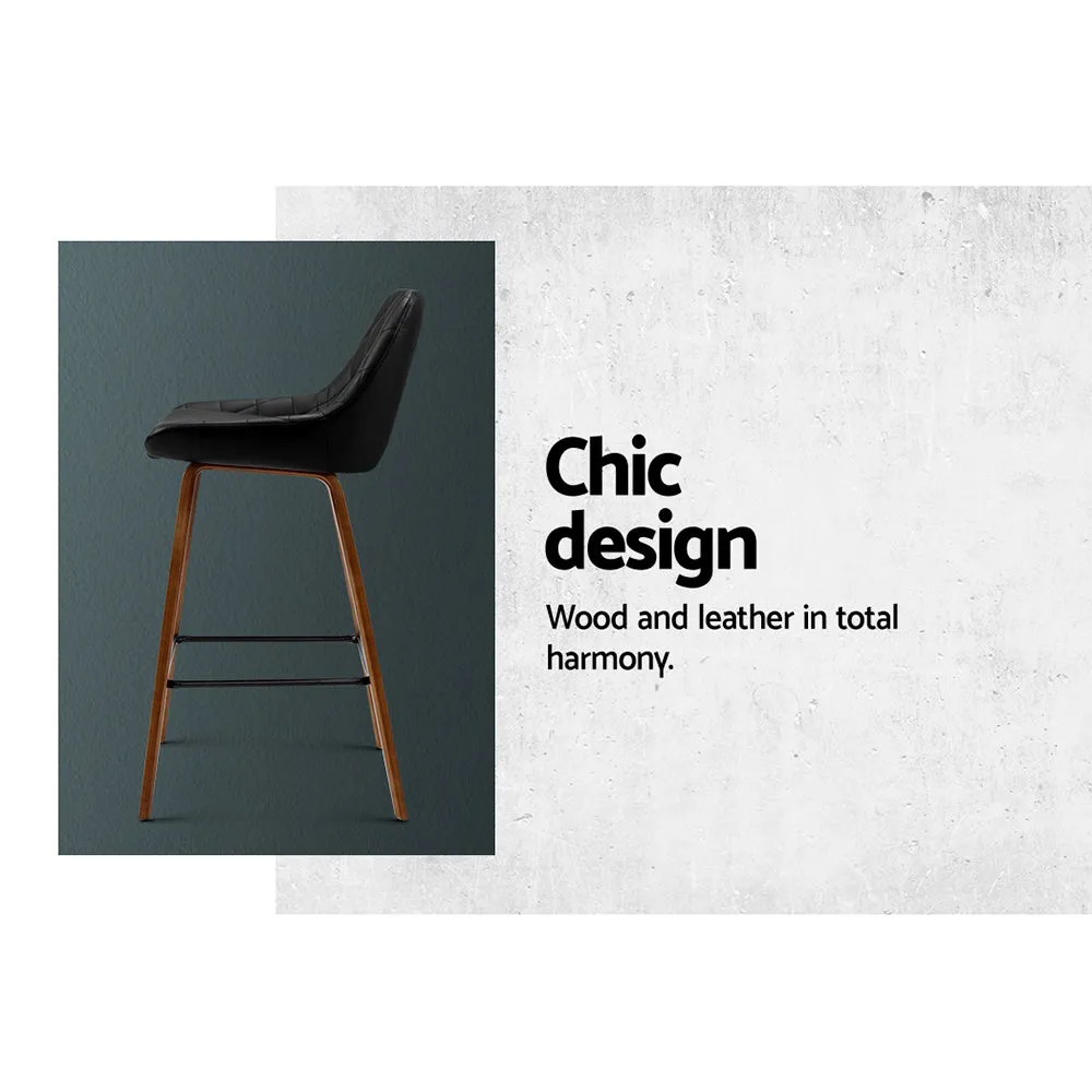 PU Leather Bar Stools, Wood, Metal, Foam Padded - Artiss