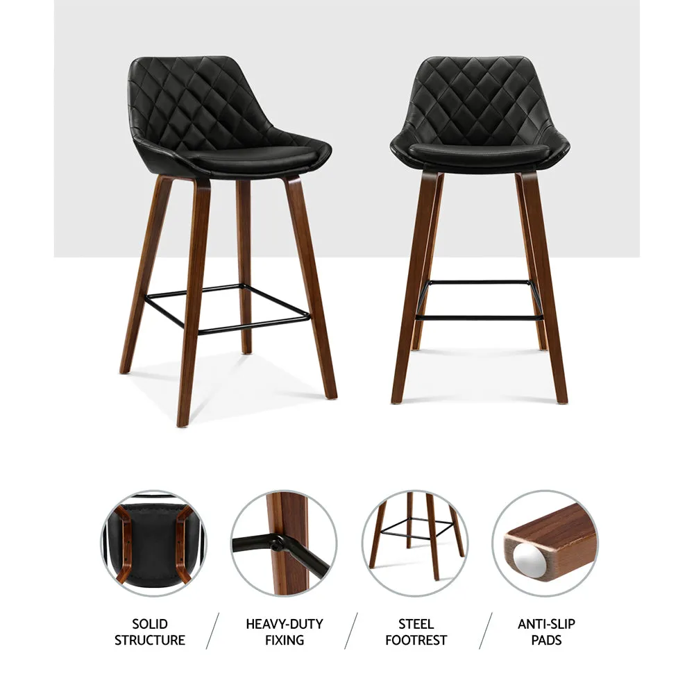 PU Leather Bar Stools, Wood, Metal, Foam Padded - Artiss