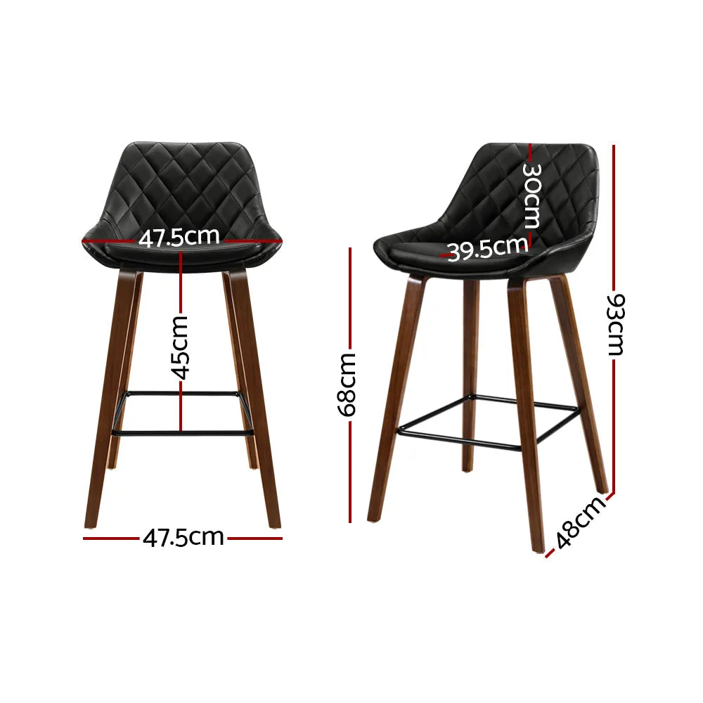 PU Leather Bar Stools, Wood, Metal, Foam Padded - Artiss