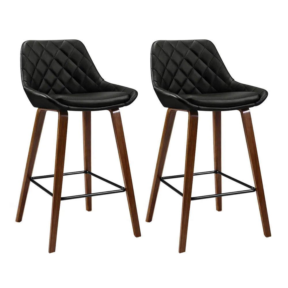 PU Leather Bar Stools, Wood, Metal, Foam Padded - Artiss