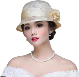 Retro Sinamay Veil Flower Bride Wedding Fascinator Hat Feather Bowler Hat Hair Accessory Banquet Cocktail Party