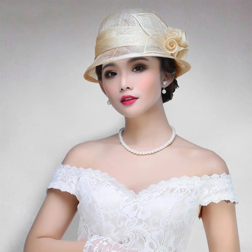 Retro Sinamay Veil Flower Bride Wedding Fascinator Hat Feather Bowler Hat Hair Accessory Banquet Cocktail Party