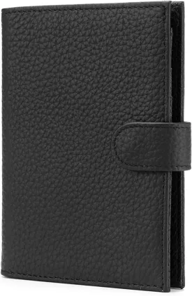 RFID Slim Passport Holder for Man & Women, Compact Leather Passport Wallet with Card Holders SIM Slots, Zippered Coins Pocket and Cash Holder Travel Passport Cover Case, Black