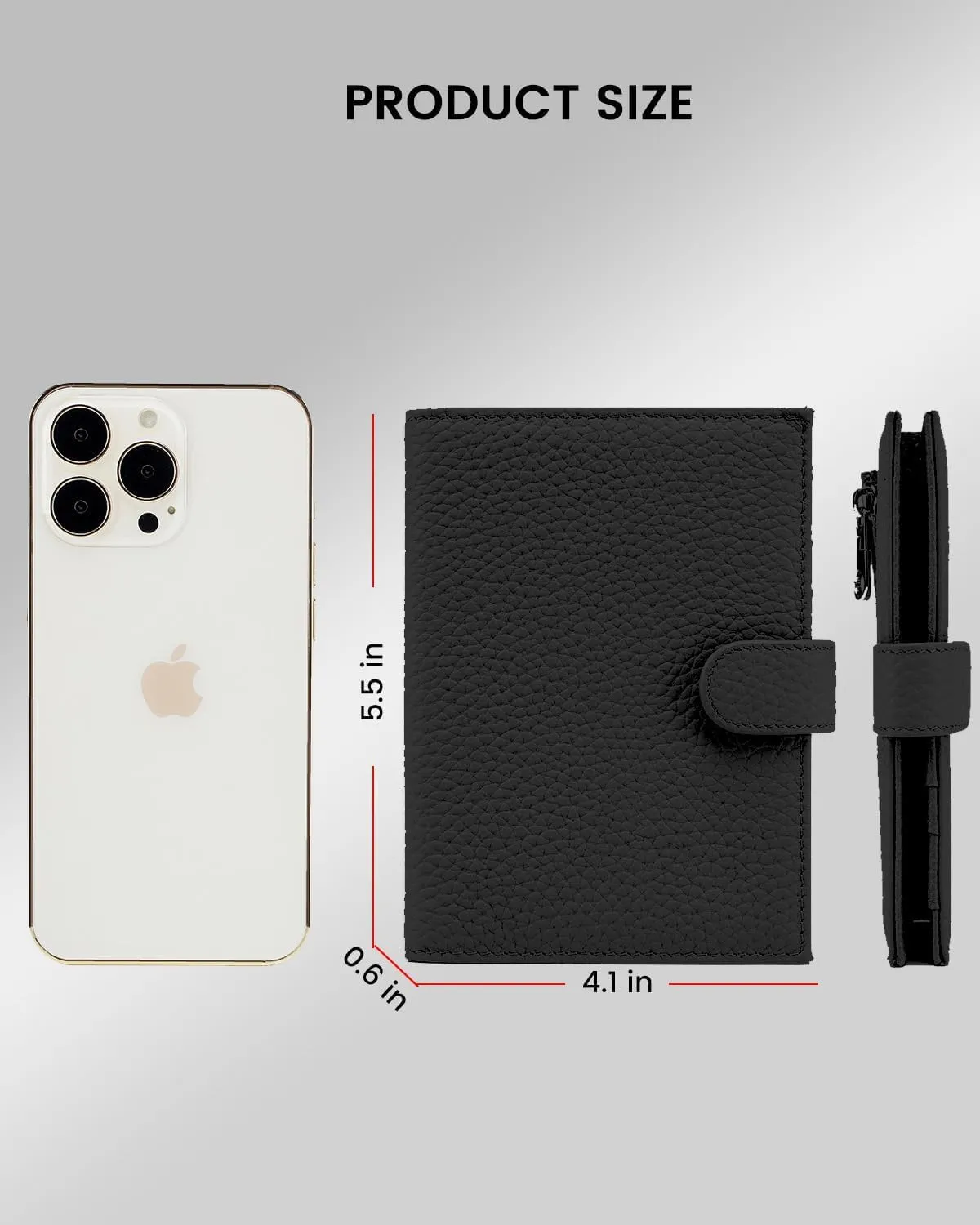 RFID Slim Passport Holder for Man & Women, Compact Leather Passport Wallet with Card Holders SIM Slots, Zippered Coins Pocket and Cash Holder Travel Passport Cover Case, Black