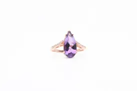 Rose Gold Pear Shaped Amethyst Ring