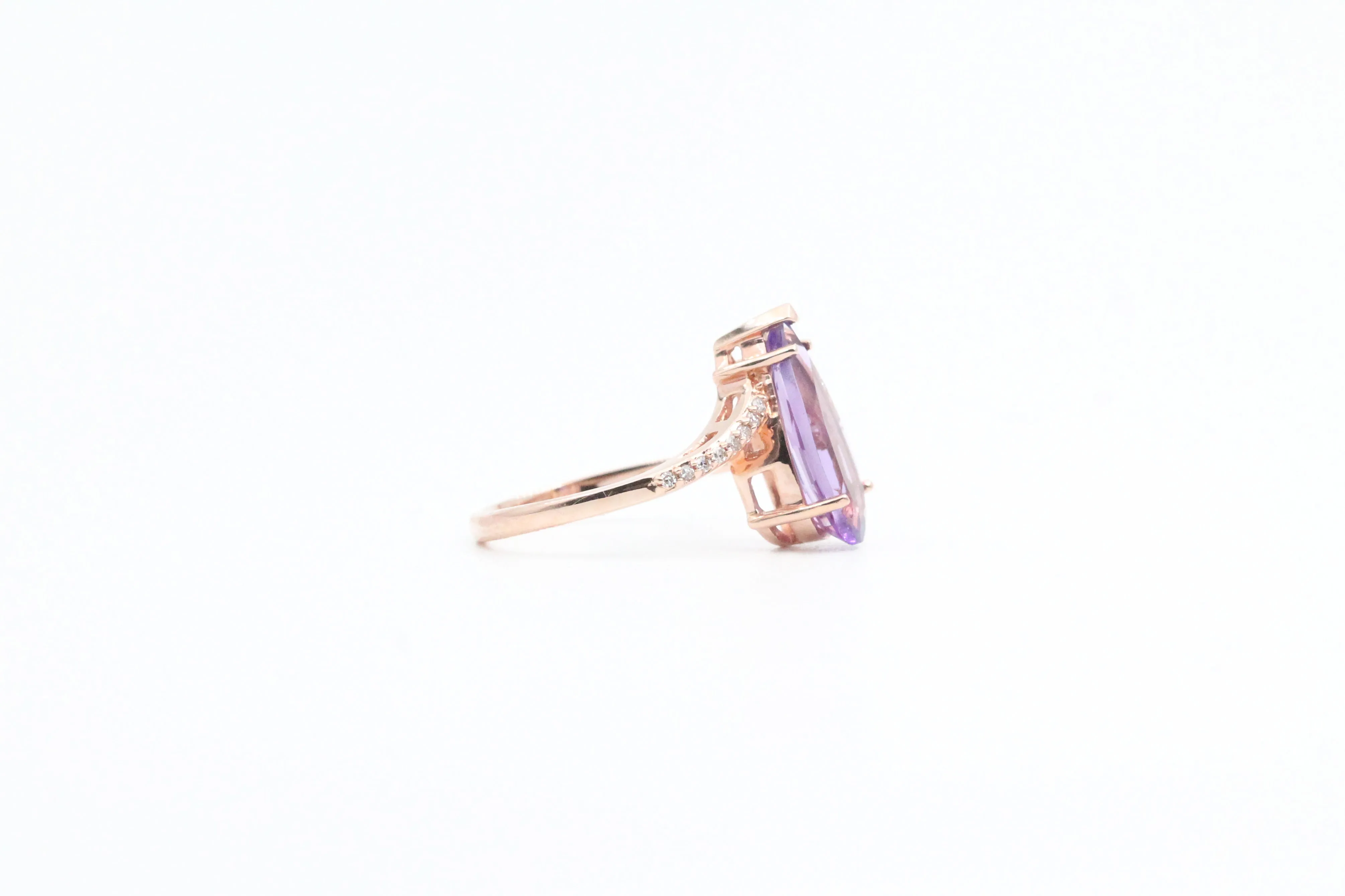 Rose Gold Pear Shaped Amethyst Ring